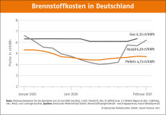 Deutscher Pelletspreis im Februar 2021