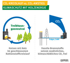 Kohlenstoffkreislauf beim Heizen mit Holz